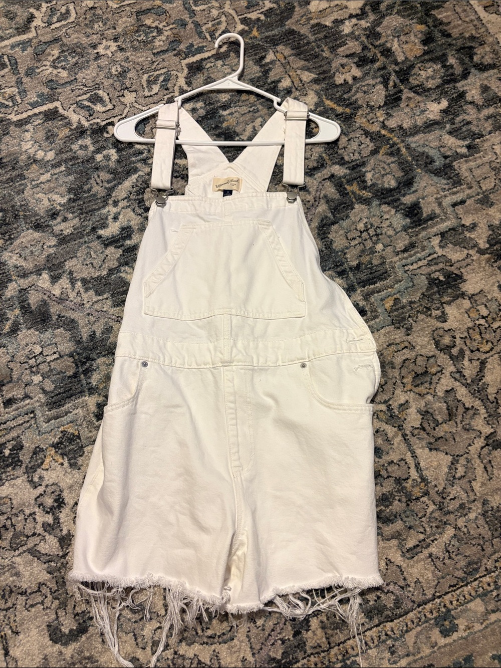 Universal Thread White Short Denim Overalls